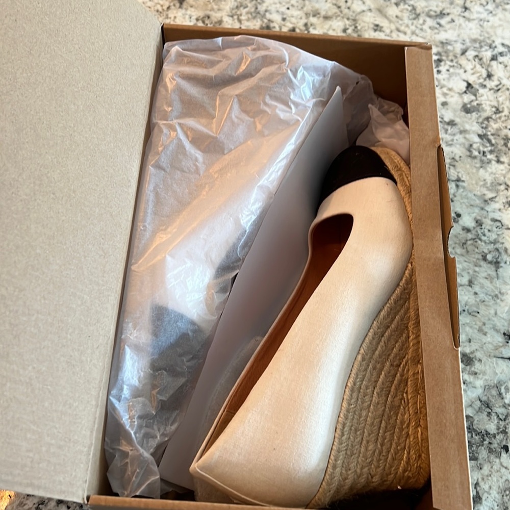 J Crew cap toe canvas espadrille wedge